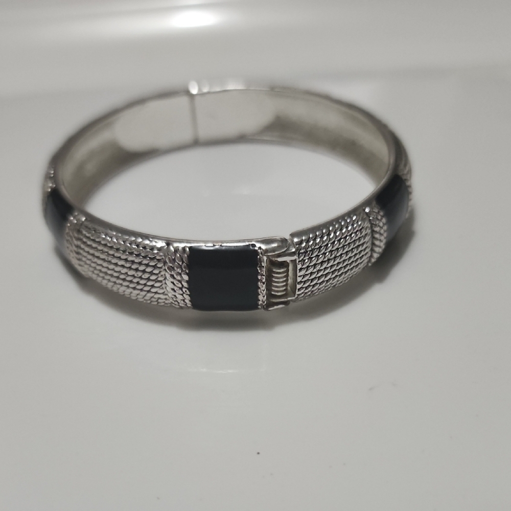 Silver and Black Contemporary Bracelet #129